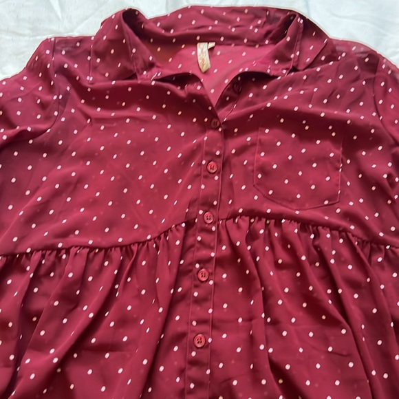 Red Camel Burgundy Polka Dot Shirt - Picture 3 of 5